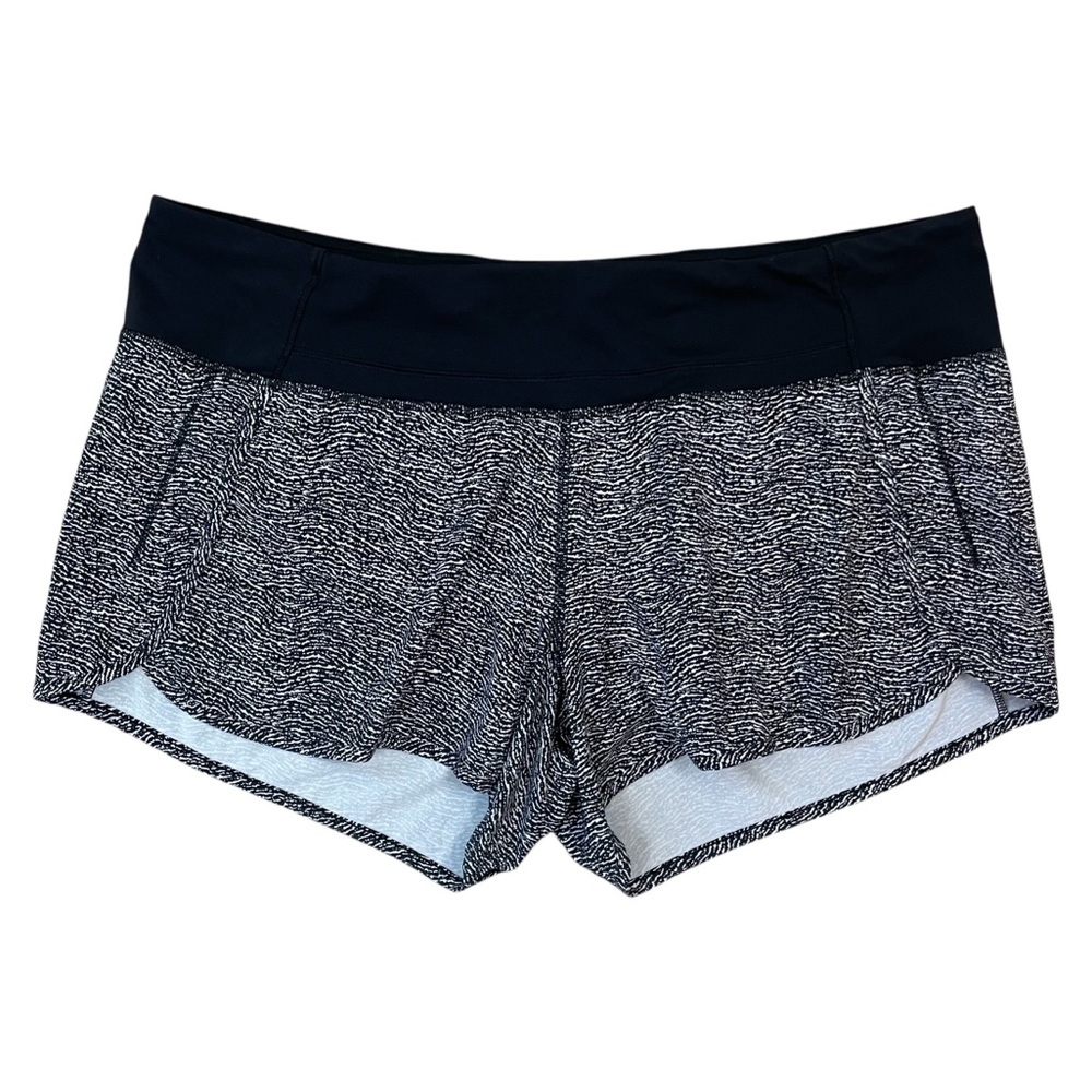 Lululemon Speed Up 5” Short Women’s Activewear Lined Shorts Size 12 Black White